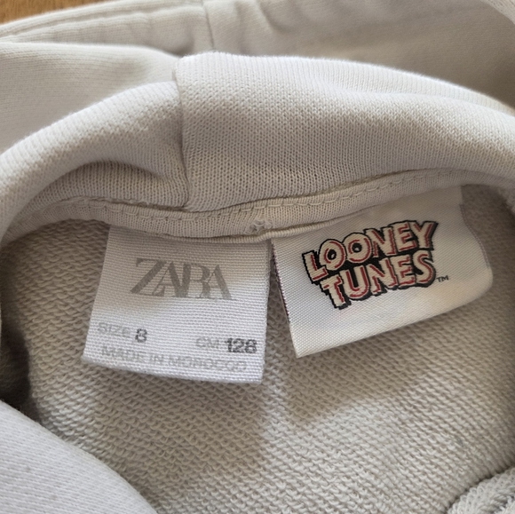 Zara Bugs Bunny Graphic White Hoodie Size 8 - Picture 6 of 8